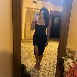 Nasty Gal Square Neck Midi Dress Sz US2/XS - Black
